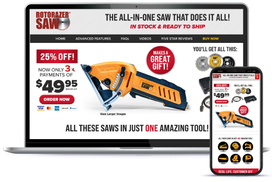 View of desktop and mobile design for Rotorazer website